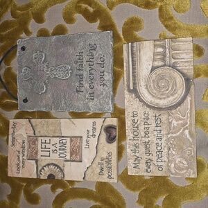 LOT Of Three Items! Inspirational Stone Wall Decor Set - Gray and Brown